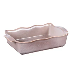 Plat à four rectangulaire en porcelaine marron Ely - 31 x 17 x H 7 cm