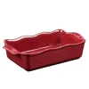 Plat à four rectangulaire en porcelaine rouge Ely - 27 x 16 x H 7 cm