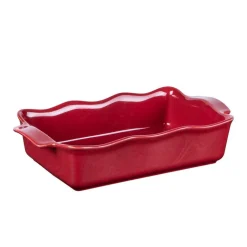 Plat à four rectangulaire en porcelaine rouge Ely - 31 x 17 x H 7 cm