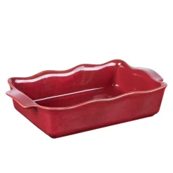Plat à four rectangulaire Ely coloris rouge en grès - 36 x 21 x 8 cm