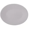 Plat de forme ovale Bohem coloris blanc en grès - 41,5 x 32 cm