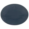 Plat ovale Bohem coloris bleu en grès - 41,5 x 32 cm