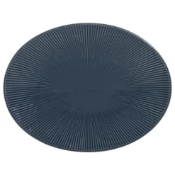 Plat ovale Bohem coloris bleu en grès - 41,5 x 32 cm