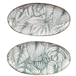 Plat ovale en porcelaine marron/blanche à motif Paraguay – 25 x 13 cm