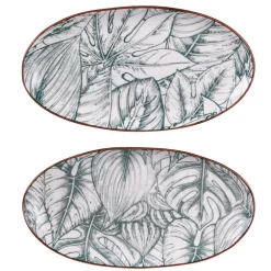 Plat ovale en porcelaine marron/blanche à motif Paraguay – 35,5 x 19 cm