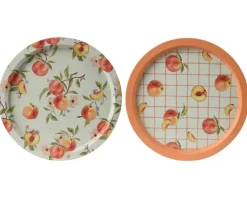 Plateau décoratif à motif de pêche orange - Ø 32 x H 1,5 cm