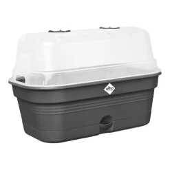 Plateau de culture en plastique recyclé coloris living noir avec couvercle serre Elho Green Basics Allin1 taille M - 18 x 32 x 13,2 cm