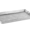 Plateau rectangulaire martelé coloris gris en aluminium - 39 x 24 x 2,5 cm