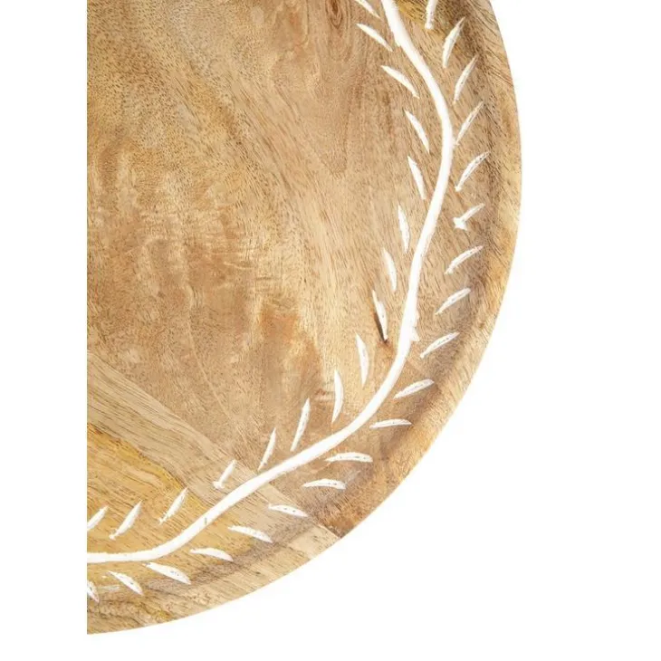 Plateau rond gris coloris bois en bois de manguier - Ø 30 cm