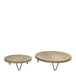 Plateau sur pied grand modèle coloris beige en bois