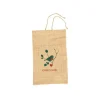 Pochette cadeau en jute décor oiseau vert et rouge - 25 x 40 cm