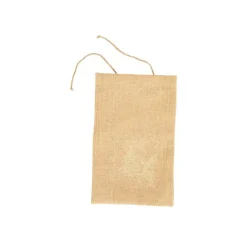 Pochette cadeau en jute décor Père Noël blanc - 25 x 40 cm