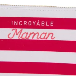 Pochette en coton rayé orange et blanc Ella Inoubliable Maîtresse - 20 x 12 cm