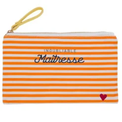 Pochette en coton rayé rouge et blanc Ella Incroyable Maman - 20 x 12 cm