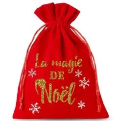 Pochette Magie de Noël coloris rouge - 15 cm