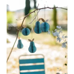 Poire en papier à suspendre coloris vert H 16,5 cm