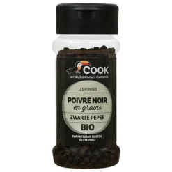 Poivre noir en grains bio dans un pot de 50 g