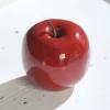 Pomme décorative Noël coloris rouge en plastique - Ø 9 cm