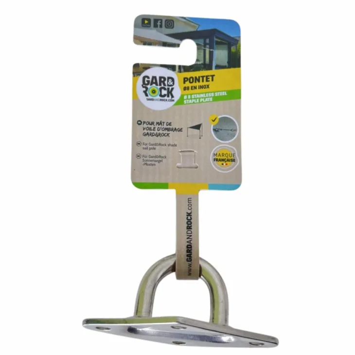 Pontet pour voile d'ombrage coloris gris en inox Gard&Rock - Ø 8 mm
