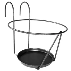 Porte pot soucoupe avec crochet gris Ø 25 cm