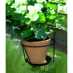 Porte pot soucoupe avec crochet gris Ø 25 cm