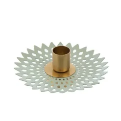 Porte-bougie forme étoile ronde en métal vert - Ø 12 x 4,5 cm