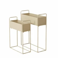 Porte-plante en fer beige Lugano - 55 x 20 x 70 cm