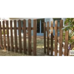 Portillon Mustang à lattes droites teintée marron Cerland - 100 x 100 cm