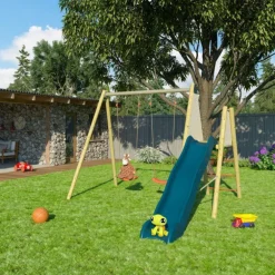 Portique toboggan en bois et métal Trigano - 2,63 m