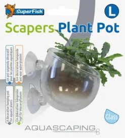 Pot à plantes pour aquascaping en verre coloris transparent avec ventouses SuperFish - 9 x 6 cm