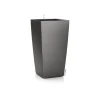 Pot à réserve d'eau anthracite métallis Lechuza Cubico kit complet - Ø 30 x H 56 cm
