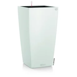 Pot à réserve d'eau Lechuza Cubico color kit complet blanc - 40 x 40 x 75 cm