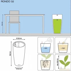 Pot à réserve d'eau Rondo Blanc Ø.32 x H.56 cm