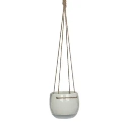 Pot à suspendre blanc en céramique Mica Décorations Resa - H 13,5 x Ø 16 cm
