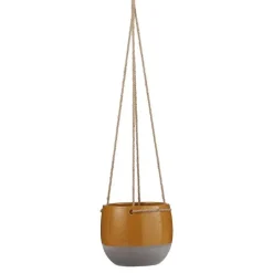 Pot à suspendre ocre en céramique Mica Décorations Resa - H 11,5 x Ø 13,5 cm