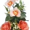 Pot avec gerbe de fleurs artificielles Orchidée et rose Riviera