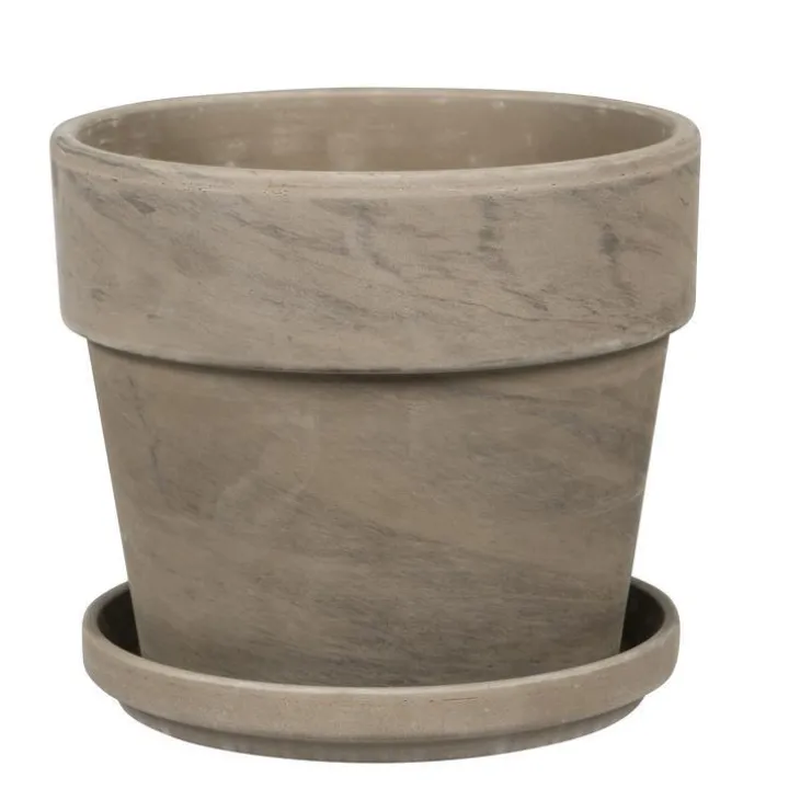 Pot avec soucoupe coloris marron Calima - Ø 28 cm