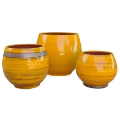 Pot Bahia Ibiza Sunshine en terre cuite émaillée H 31 x Ø 25 cm