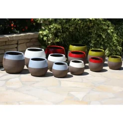 Pot Cancale A fleur de peau en terre émaillée Poterie d’Albi - Ø 21 x 21 cm