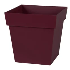 Pot carré en polypropylène rouge Bourgogne Eda Toscane 22 L - 32 x 32 x 32 cm