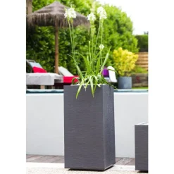 Pot carré haut Graphit en polypropylène EDA - 39 x 39 x 80 cm