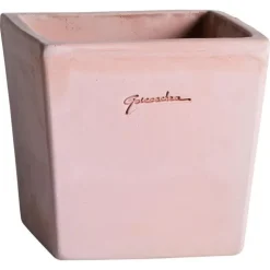 Pot Carré lisse en terre claire 16x 16x15 cm