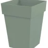 Pot carré mi haut en plastique vert laurier Eda Toscane 51 L - 39 x 39 x 53 cm