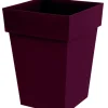Pot carré mi haut en plastique rouge Bourgogne Eda Toscane 51 L - 39 x 39 x 53 cm