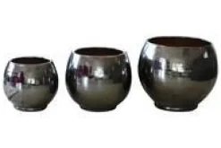 Pot coloris métal en terre émaillée Les Poteries d'Albi Bahia - Ø 25 x H 31 cm