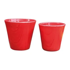 Pot coloris rouge en terre émaillée Odyssée - Ø 18 cm