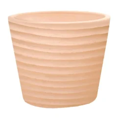 Pot conique en terre cuite coloris beige Poterie du Bousquet Strié - Ø 36 x H 30 cm