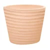 Pot conique en terre cuite coloris beige Poterie du Bousquet Strié - Ø 45 x H 38 cm