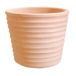 Pot conique en terre cuite coloris beige Poterie du Bousquet Strié - Ø 55 x H 46 cm