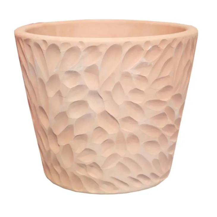 Pot conique en terre cuite coloris beige Poterie du Bousquet Artisan - Ø 28 x H 23 cm